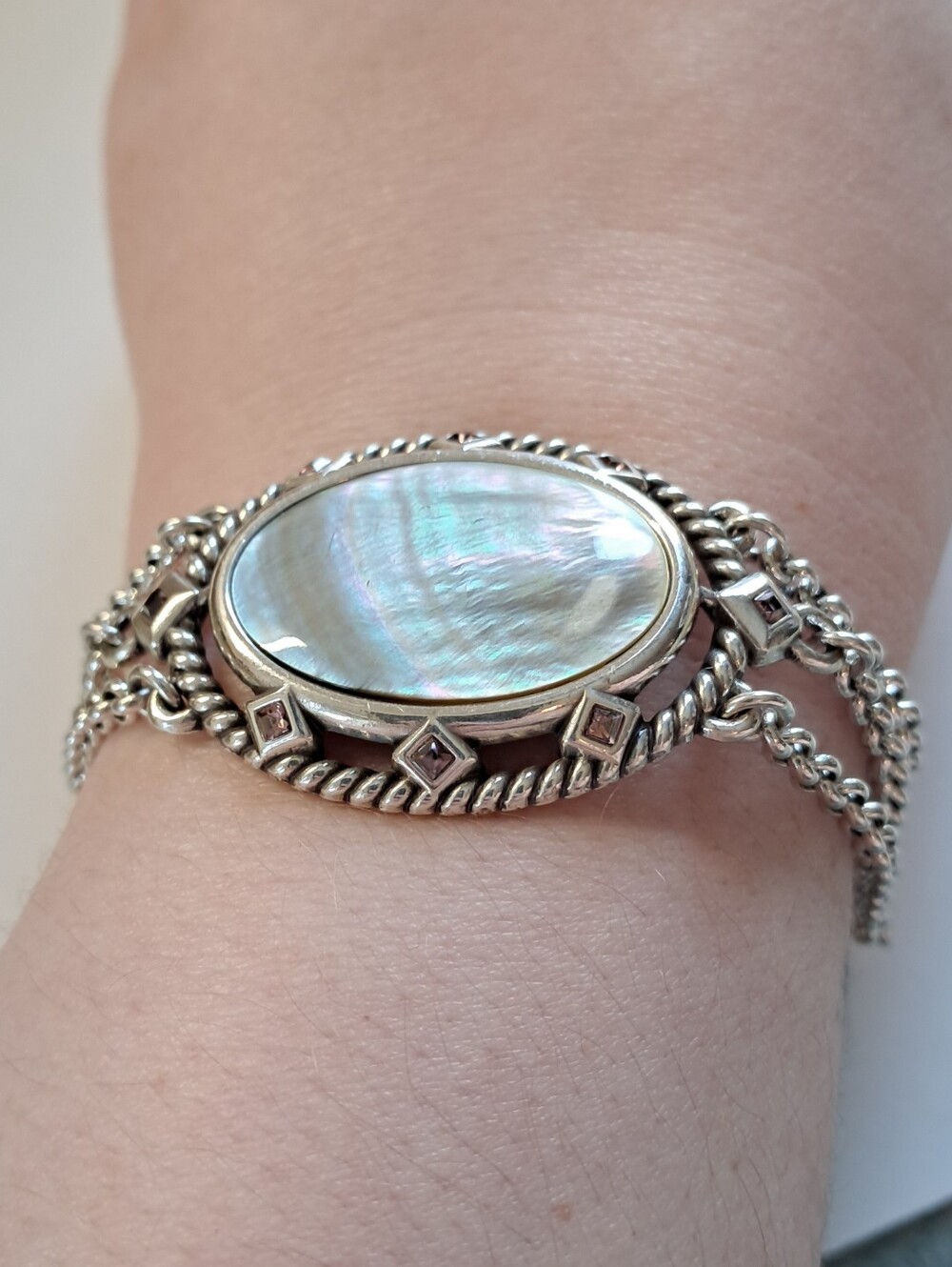 Brighton Abalone Give That Which You Want To Recieve Etched Silver Bracelet